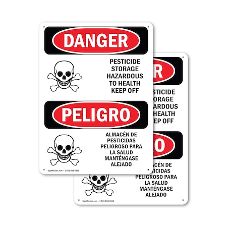 Signmission Pesticide Storage Hazardous Bilingual Danger Sign, Plastic, 18in W x 24in L, 2PK OS-2PACK-DS-P-1824-VS-1527